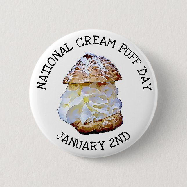 Badge Rond 5 Cm Fête nationale des poufs de crème Janvier 20e Bout (Devant)