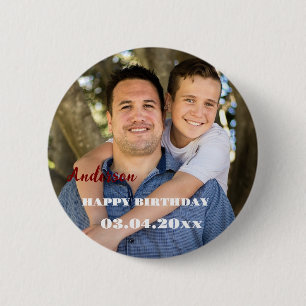 Badge Rond 5 Cm Fête photo d'anniversaire joyeuse personnalisée