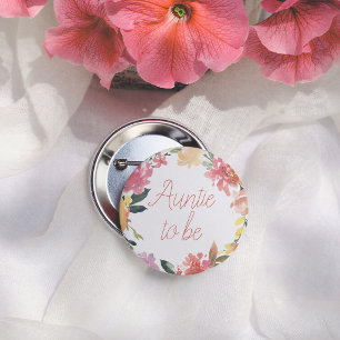 Badge Rond 5 Cm Fête Prénatale Fille aux Fleurs Printanières Tante