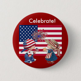 Badge Rond 5 Cm Fêter le drapeau américain
