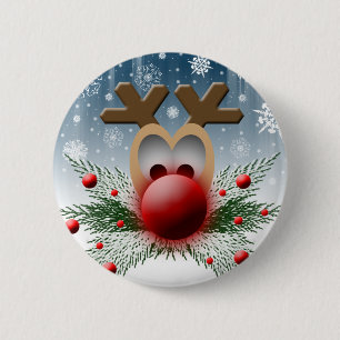 Badge Rond 5 Cm Fêtes de Noël Rennes d'hiver