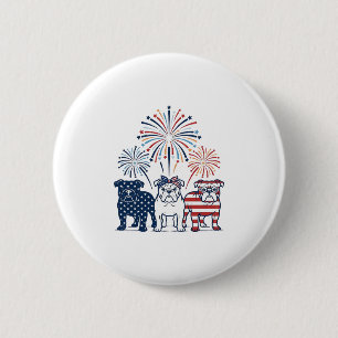 Badge Rond 5 Cm Feu d'artifice de bouledogue patriotique dessin ve