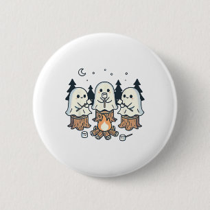 Badge Rond 5 Cm Feu de feu de camp Fantôme Éffrayant Marshmallow H