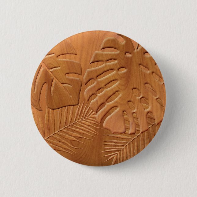 Badge Rond 5 Cm Feuillages en bois sculpté Imprimer (Devant)