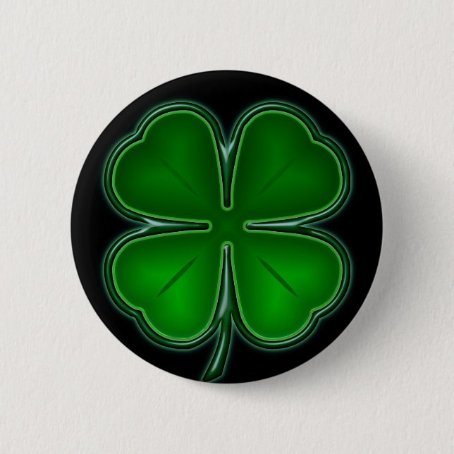Badge Rond 5 Cm Feuille 4 sur le dos de noir (Devant)
