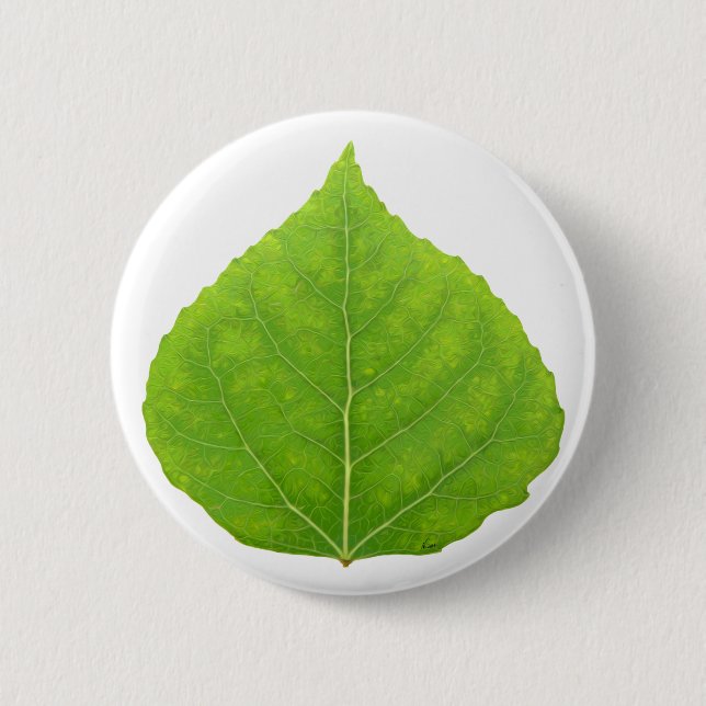 Badge Rond 5 Cm Feuille d'Aspen vert #11 (Devant)