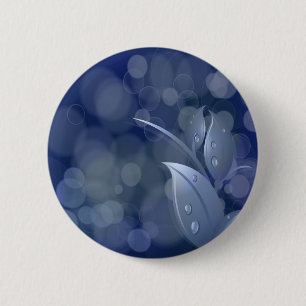 Badge Rond 5 Cm Feuille de Blue Bokeh