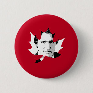 Badge Rond 5 Cm Feuille d'érable de Trudeau - White.png
