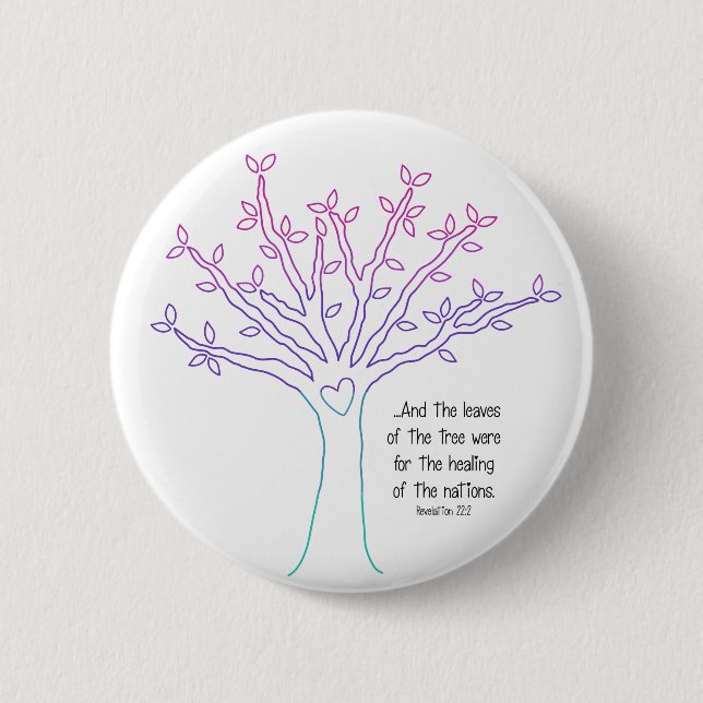 Badge Rond 5 Cm Feuille du bouton d'arbre (Devant)