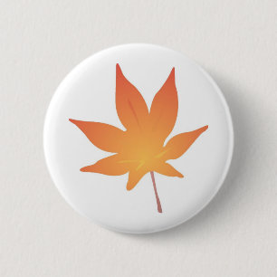 Badge Rond 5 Cm Feuille orange de flamme