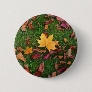 Badge Rond 5 Cm Feuilles d'automne