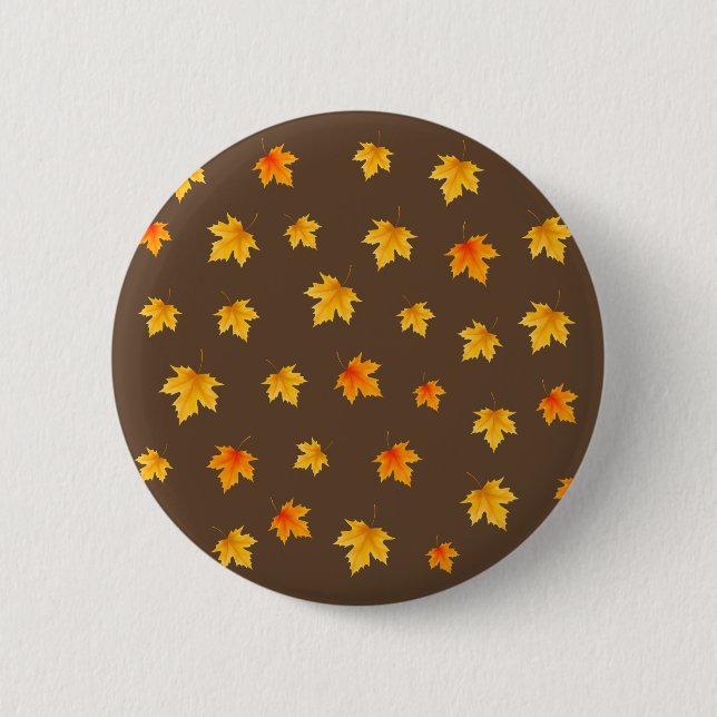 Badge Rond 5 Cm Feuilles d'érable d'automne (Devant)