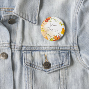 Badge Rond 5 Cm Feuilles d'érable d'automne avec texte personnalis