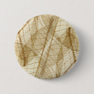 Badge Rond 5 Cm Feuilles en dentelle beige crème pâle