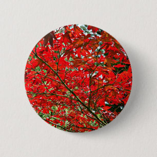 Badge Rond 5 Cm Feuilles rouges