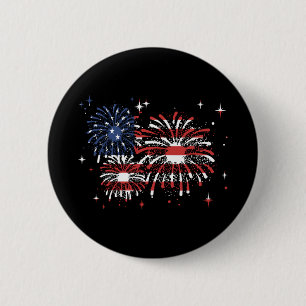Badge Rond 5 Cm Feux d'artifice États-Unis