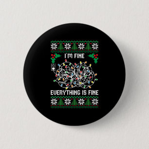 Badge Rond 5 Cm Feux de Noël Je vais bien Tout va bien
