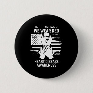 Badge Rond 5 Cm Février Nous Portons Rouge Drapeau Américain Malad