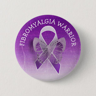 Badge Rond 5 Cm Fibromyalgie Guerrier Purple Sensibilisation Ruban