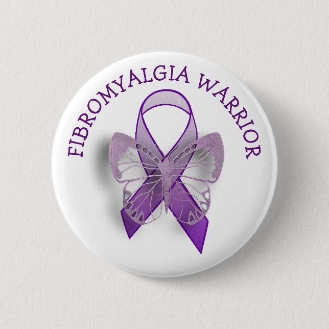 Badge Rond 5 Cm Fibromyalgie Guerrier Purple Sensibilisation Ruban (Devant)