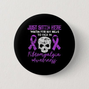 Badge Rond 5 Cm Fibromyalgie Sensibilisation Fibro Guerrier crâne 