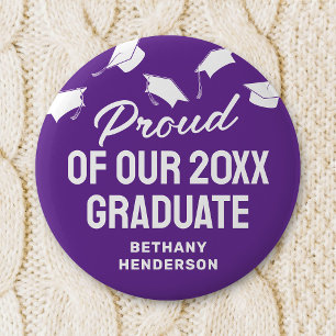 Badge Rond 5 Cm Fier de notre 2025 Graduate Purple