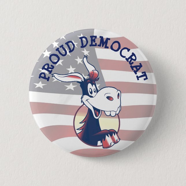 Badge Rond 5 Cm Fier démocrate âne politique drôle bouton (Devant)