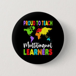 Badge Rond 5 Cm Fier d'enseigner aux apprenants multilingues - Ens