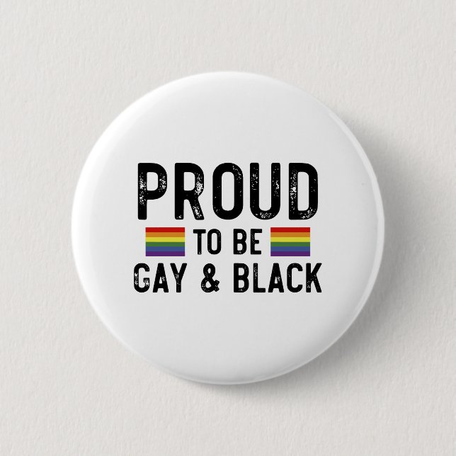 Badge Rond 5 Cm Fier D'Être Gay Et Noir (Devant)