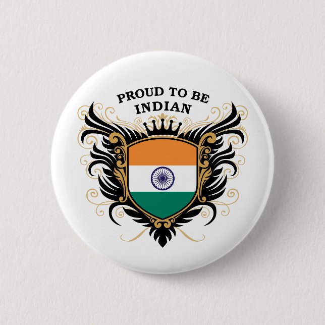 Badge Rond 5 Cm Fier d'être indien (Devant)
