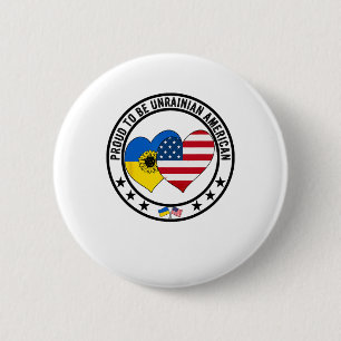 Badge Rond 5 Cm Fier d'être Ukrainien Américain J'aime l'Amérique