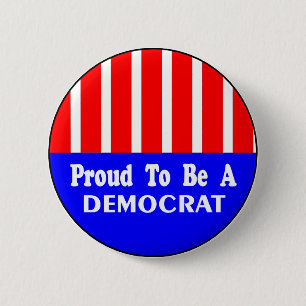 Badge Rond 5 Cm Fier D'Être Un Bouton Démocrate
