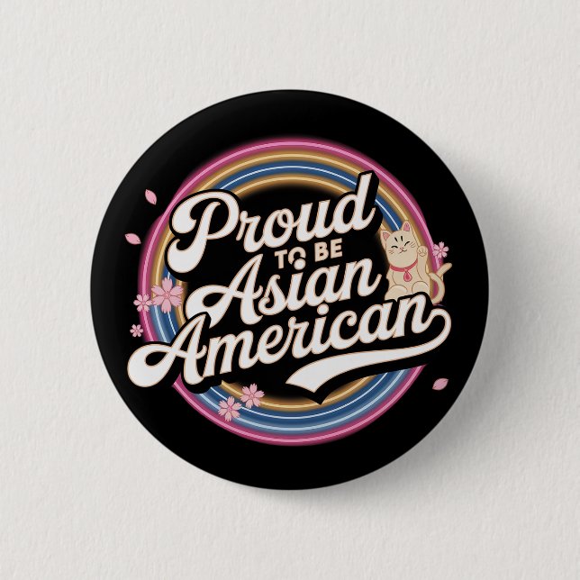 Badge Rond 5 Cm Fier d'être une Amérique asiatique (Devant)