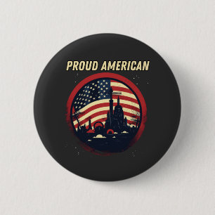 Badge Rond 5 Cm Fier drapeau américain, drapeau américain