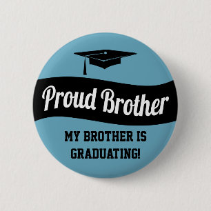 Badge Rond 5 Cm Fier Frère - Bouton Bleu Bleu Bleu Noir Blanc