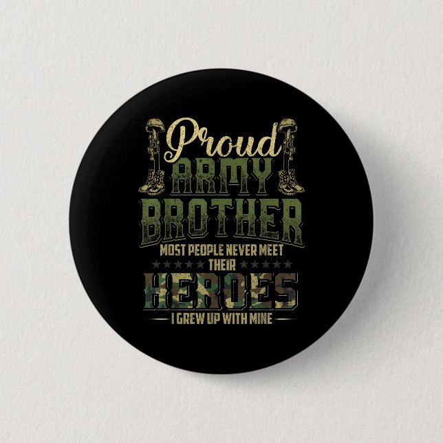 Badge Rond 5 Cm Fier frère de l'armée Chemise patriotique (Devant)