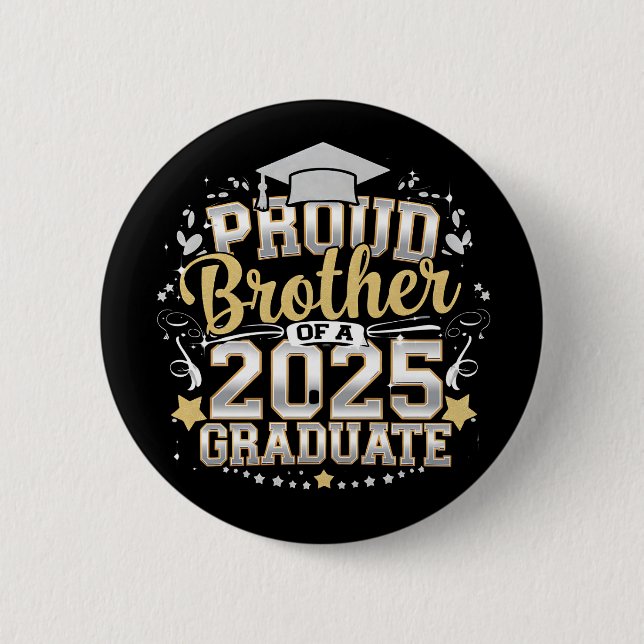 Badge Rond 5 Cm Fier Frère D'Un Diplôme De 2025 (Devant)