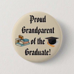 Badge Rond 5 Cm FIER GRAND-PARENT DU Bouton DIPLÔMÉ