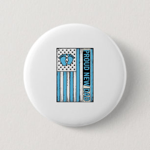 Badge Rond 5 Cm Fier Nouveau Papa Pieds de Bébé Drapeau Vector Des