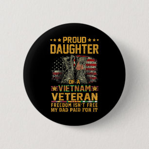 Badge Rond 5 Cm Fière fille de vétéran du Vietnam Drapeau patrioti