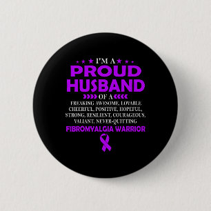 Badge Rond 5 Cm Fière Mari De Fibromyalgie Guerrier T