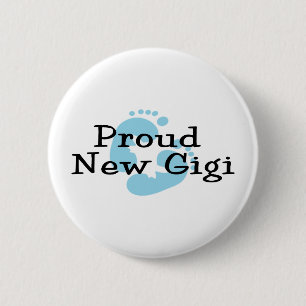 Badge Rond 5 Cm Fière Nouvelle Empreinte de Pied de Bébé Garçon Gi