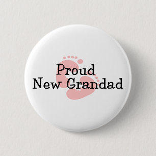 Badge Rond 5 Cm Fière Nouvelle Grand-Père Empreintes de Pieds de B