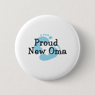 Badge Rond 5 Cm Fière Nouvelle Oma Empreintes de Pieds de Bébé Gar