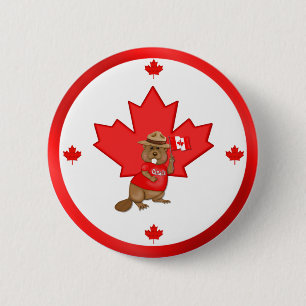 Badge Rond 5 Cm Fièrement le castor canadien