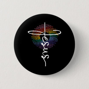 Badge Rond 5 Cm Fierté chrétienne jésus gai lesbienne queer LGBTQ