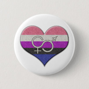 Badge Rond 5 Cm Fierté des fluides de genre Coeur