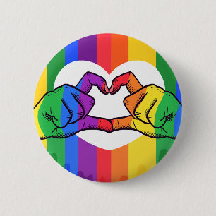 Badge Rond 5 Cm Fierté LGBTQ Mains de coeur