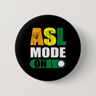 Badge Rond 5 Cm Fierté Mode Asl Sur Fier Langue Signale À La Main