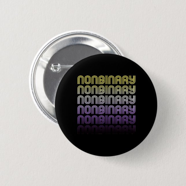 Badge Rond 5 Cm Fierté Rétro Non Binaire (Devant & derrière)